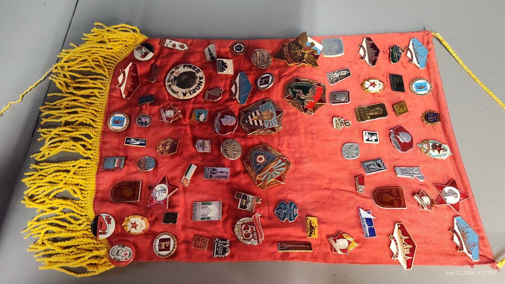 Russian Ferrar Pin Collection Display Banner Red Yellow Fringe